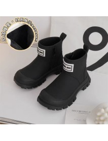 2023 Autumn/Winter New Women's Baby Leather Boots Korean Edition Children's Short Boots Girls' Spliced Martin Boots Boys' Trendy Brand Boots