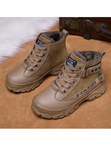 Boys Martin Boots 2023 Autumn/winter New Girls Plush Insulation Two Cotton Short Boots Boys Snow Boots Children's Boots