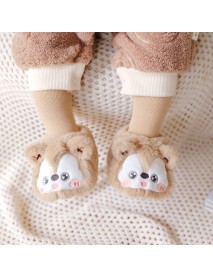 Autumn And Winter New Baby Shoes And Socks Thickened And Velvet Baby Walking Shoes Cute Cartoon Plush Warm Baby Shoe Cover