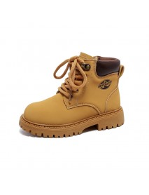 Boys' Boots With Velvet 2023 Autumn/Winter New Children's Two Cotton Martin Boots Warm Yellow Boots High Top Cotton Boots Boys