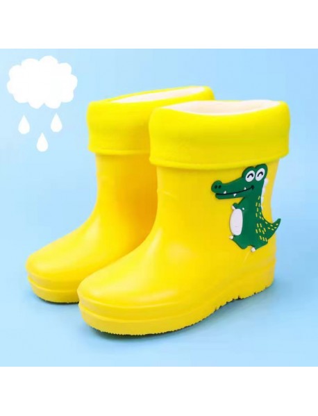 2-13 Year Old Children's Rain Shoes, Boys And Girls With Cotton Plush Rain Boots, Dinosaur Waterproof Shoes, Children's Water Shoes, Elementary School Students' Water Boots, Cross-Border