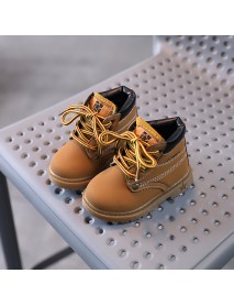 Autumn And Winter Baby Leather Boots With Plush Insulation, Cotton Shoes For Boys And Girls Martin Boots, Children's Short Boots, Snow Boots, One Piece Wholesale